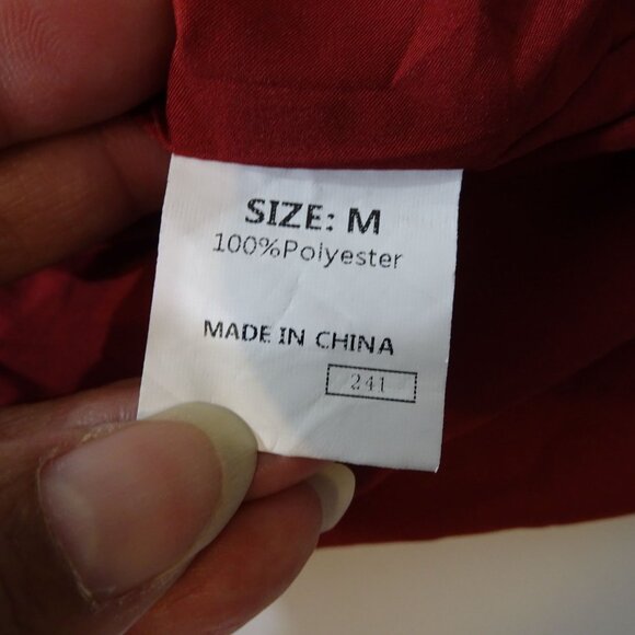 Dokotoo Women Red Floral Dress Size M Long Sleeve Low V-Neck Smocked Waist - Picture 8 of 13